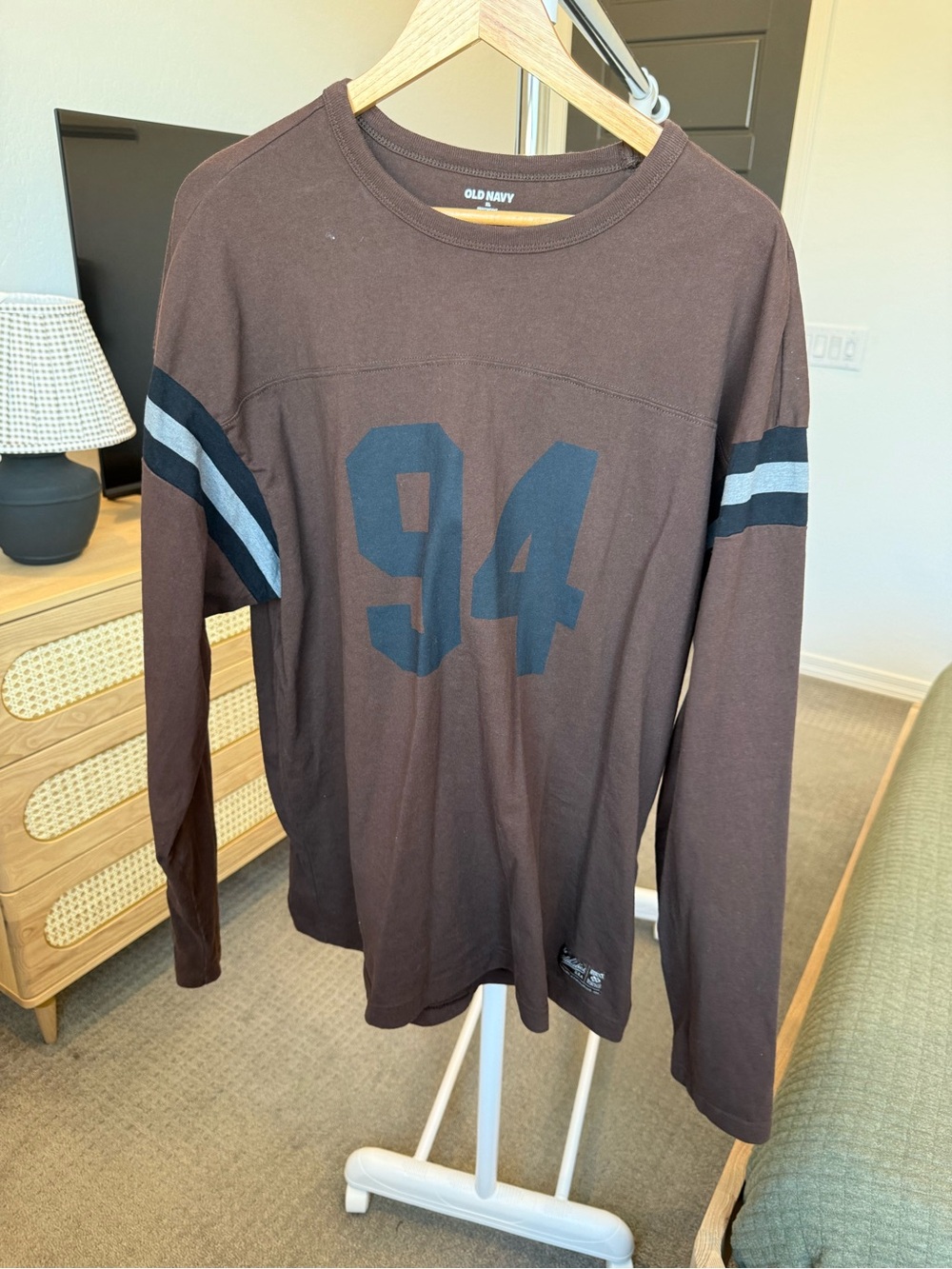 Old Navy Brown Long Sleeve Tee with Black '94' Graphic